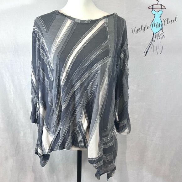 Simply Vera by Vera Wang gray and white textured abstract print top size XL - Picture 1 of 7
